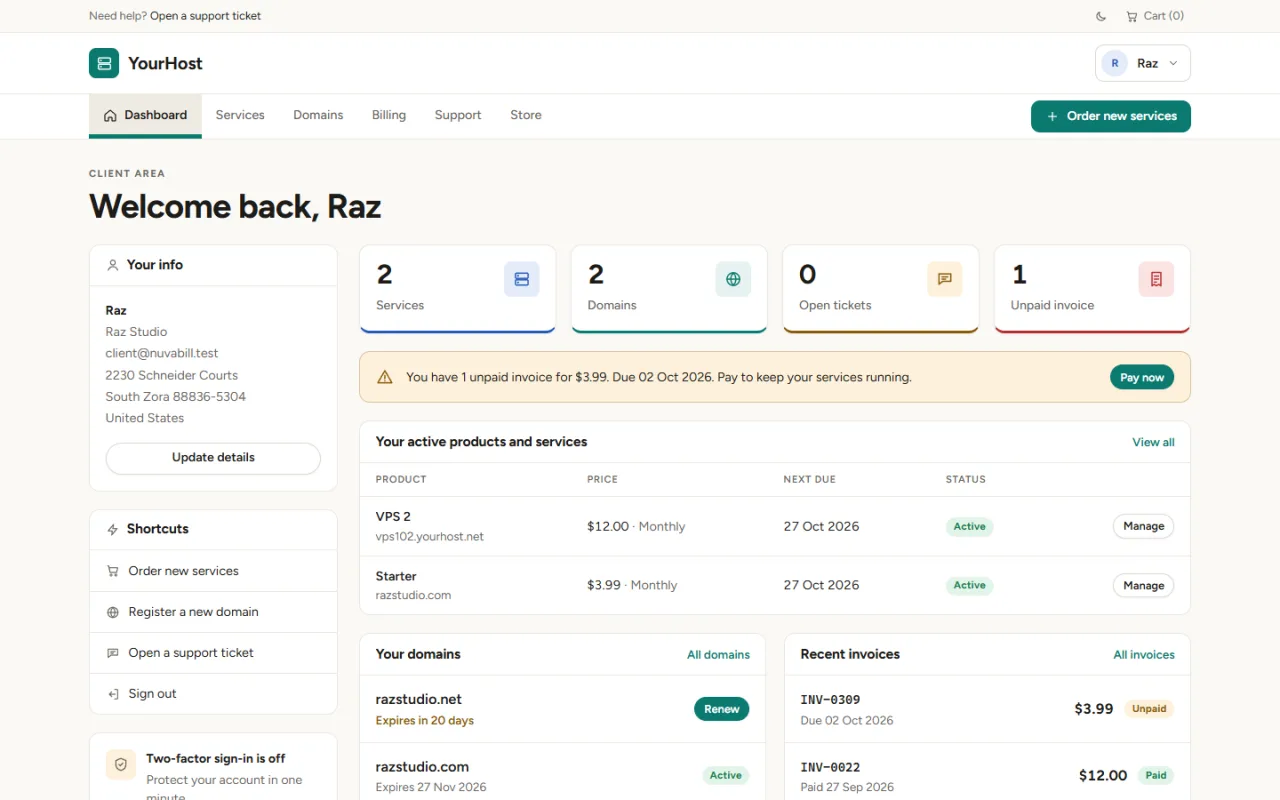 The Paper theme: a calm, light client area